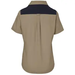 Ladies Short Sleeve Serengeti 2-Tone Bush Shirt Stone Back